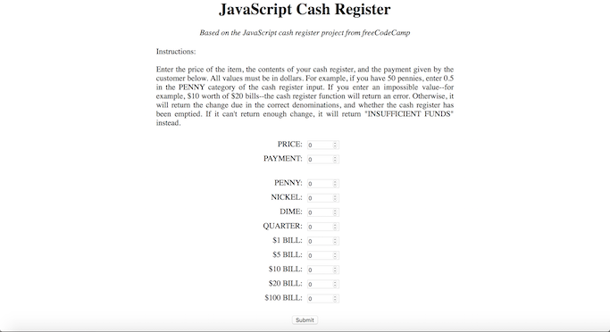 Github Simple Cash Register Javascript Claire Hornig - Web Developer